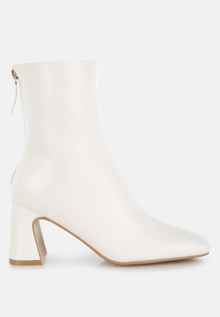 Kostaka Patent Square Toe Ankle Boots