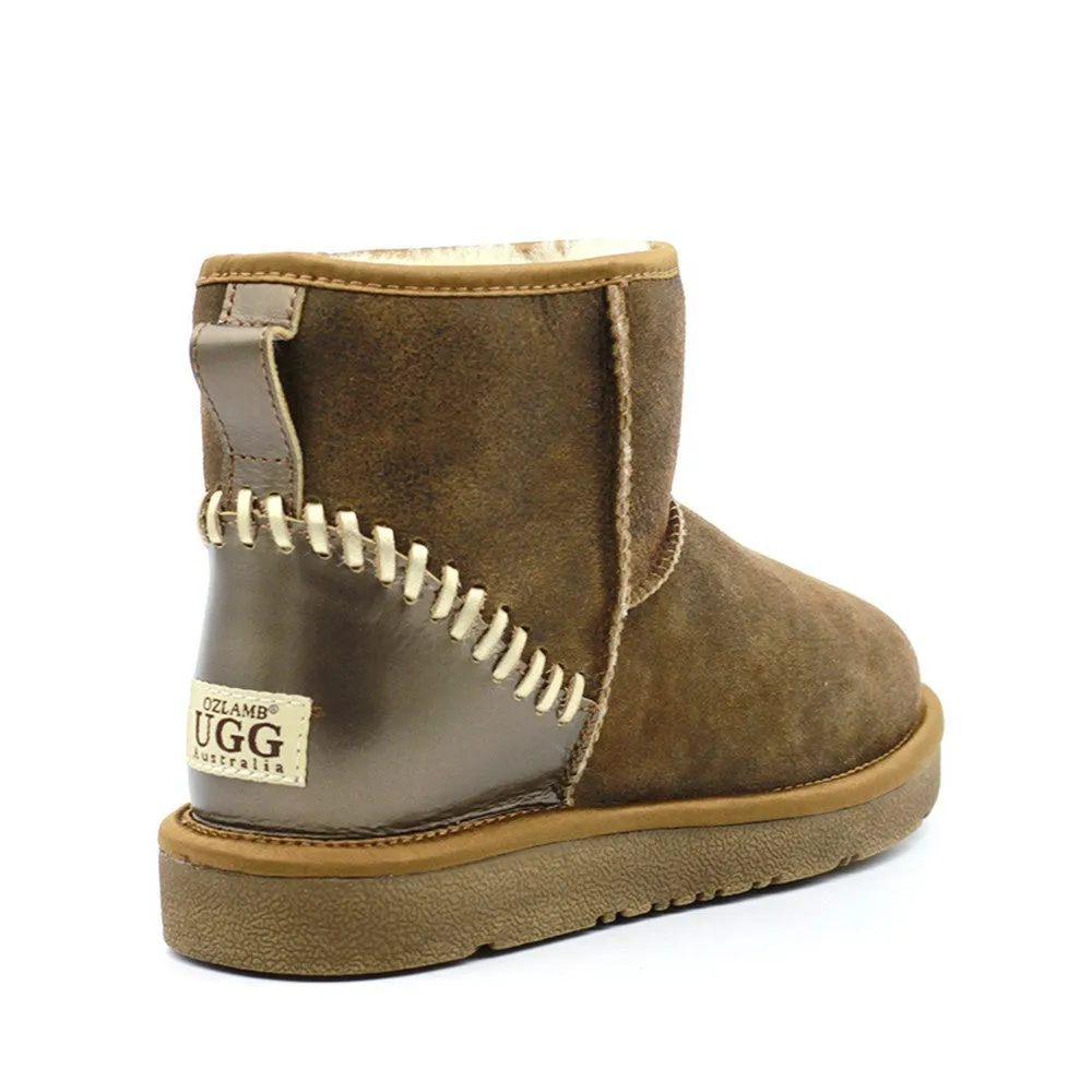 Leather Short Ugg Boot - Chestnut