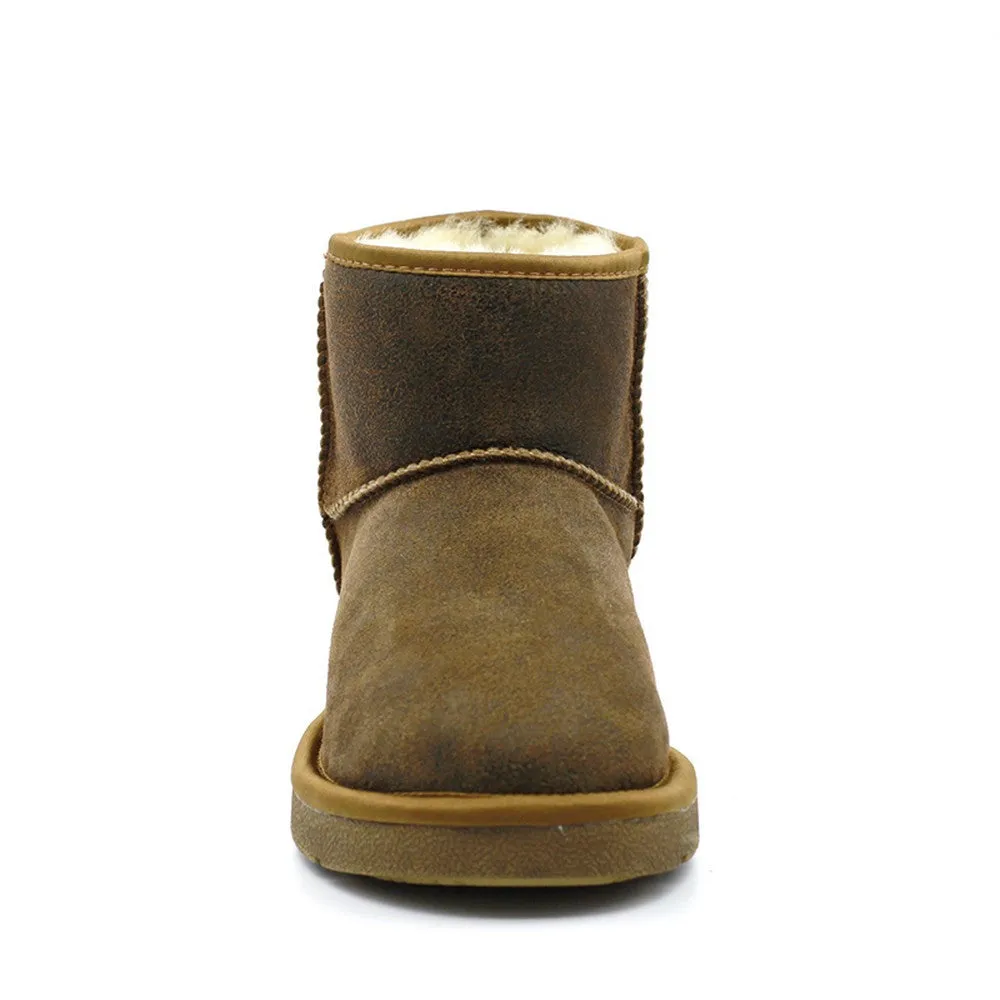 Leather Short Ugg Boot - Chestnut