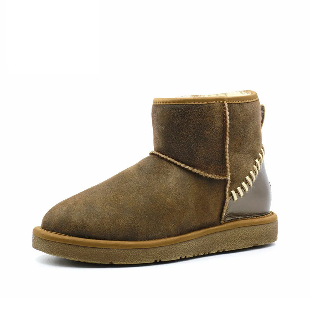 Leather Short Ugg Boot - Chestnut