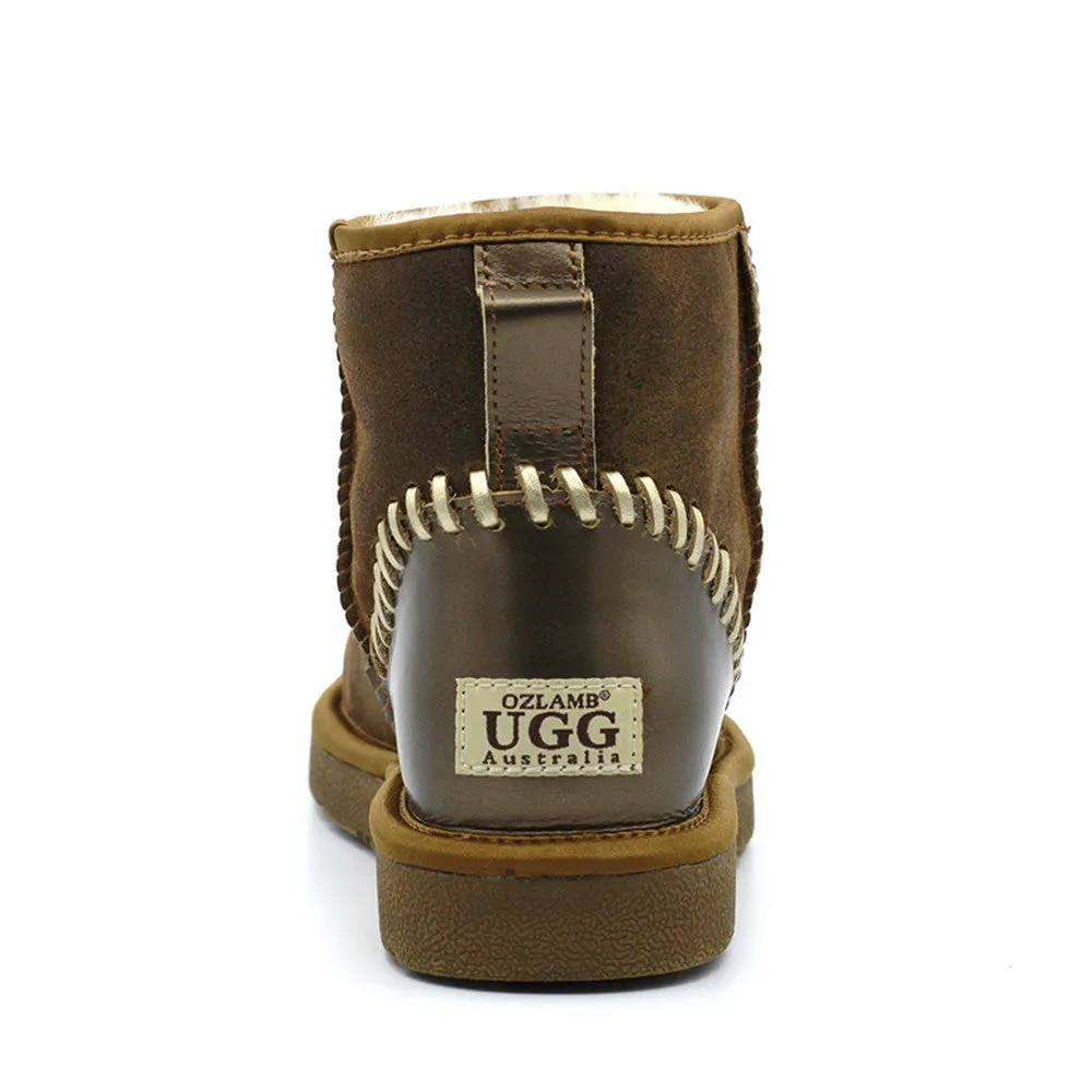 Leather Short Ugg Boot - Chestnut