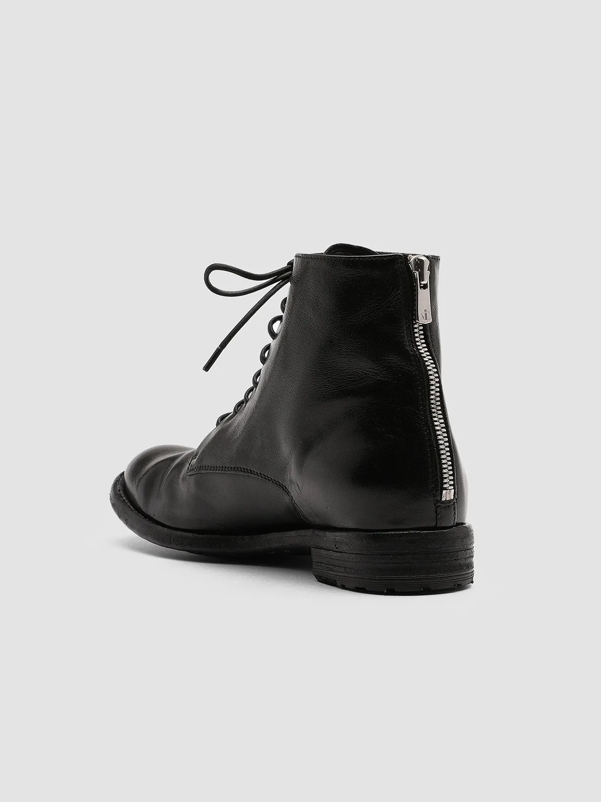 LEXIKON 123 - Black Zipped Leather Ankle Boots