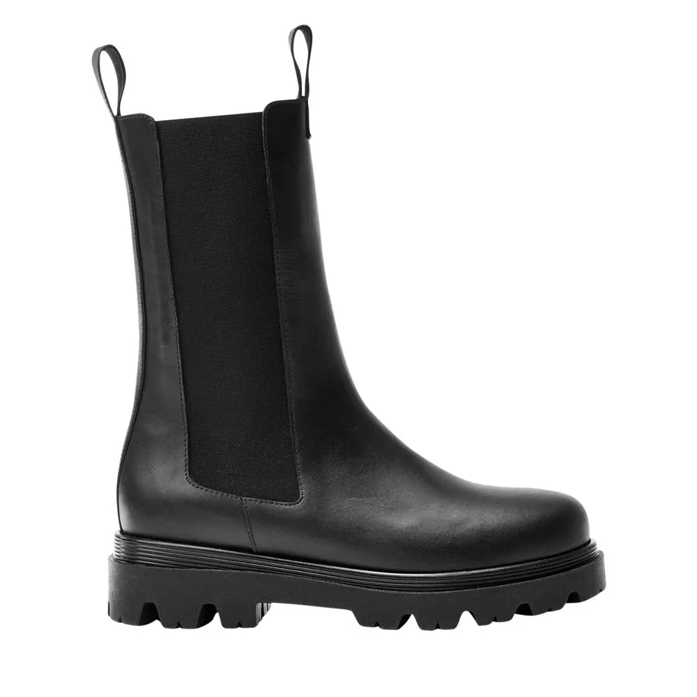 Lia Black Leather Chelsea Boots