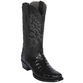 Los Altos Boots Mens #588205 7X Toe | Genuine Caiman Belly Leather Boots | Color Black