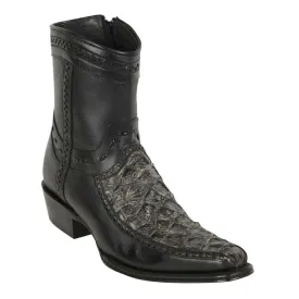 Los Altos Boots Mens #76BF1081 Low Shaft European Square Toe | Genuine Piraruccu Leather Boots | Color Bustic Black