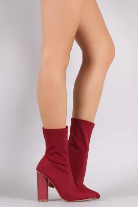 Lycra Pointy Toe Round Heeled Boots