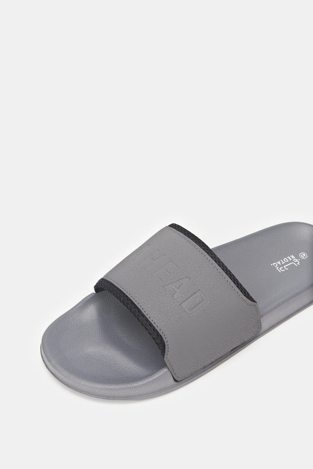 Men Grey Embossed Slide With Padded Upper