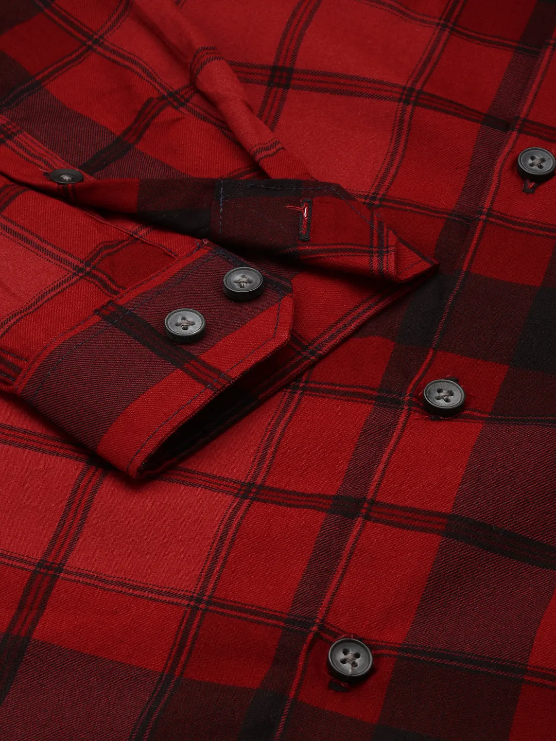 Men Maroon Checked Casual Shirt