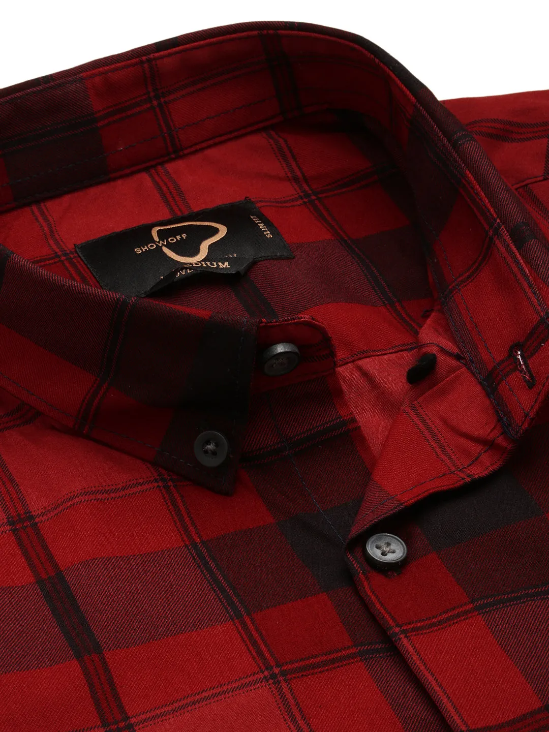 Men Maroon Checked Casual Shirt