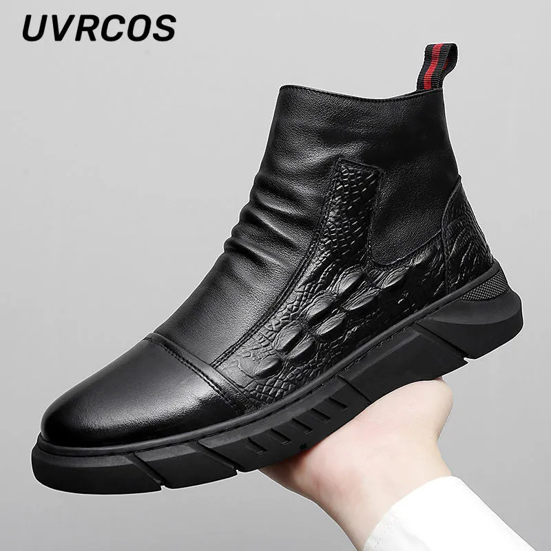 Men Work Boots - Casual - Thick-sole - Retro Fashion - Non-slip - Low-top Flat Heel