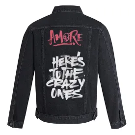 Mens HERE'S TO THE CRAZY ONES Graphic Button Up Denim Jacket