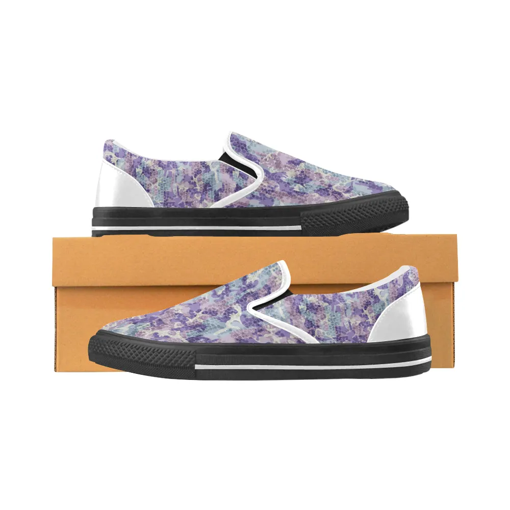 Men's Purple Camouflage Print Canvas Slip-on Shoes