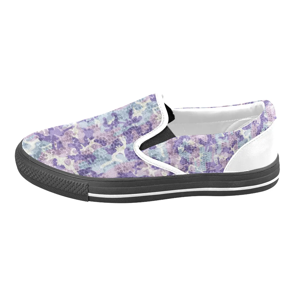 Men's Purple Camouflage Print Canvas Slip-on Shoes