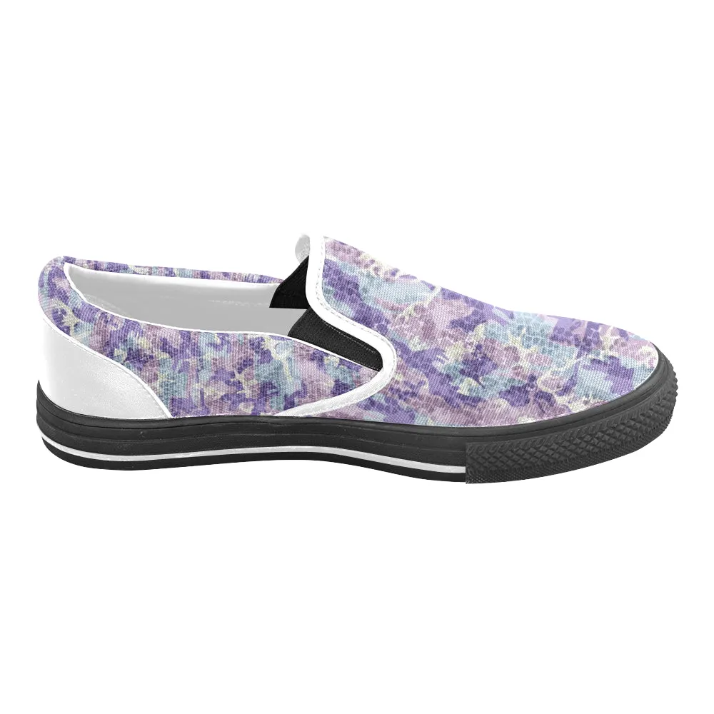 Men's Purple Camouflage Print Canvas Slip-on Shoes