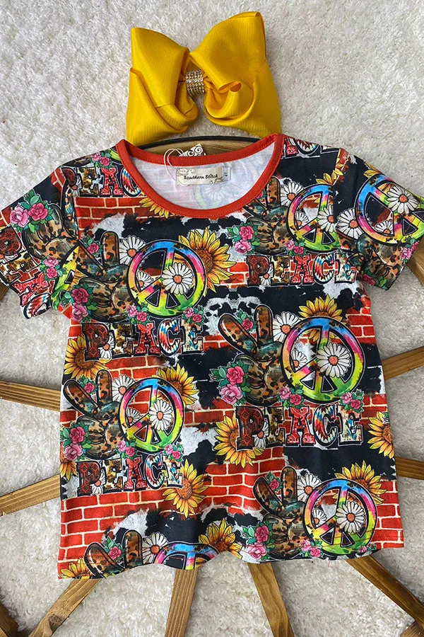 Multicolor peace signs short sleeve shirt XCH0660-3H