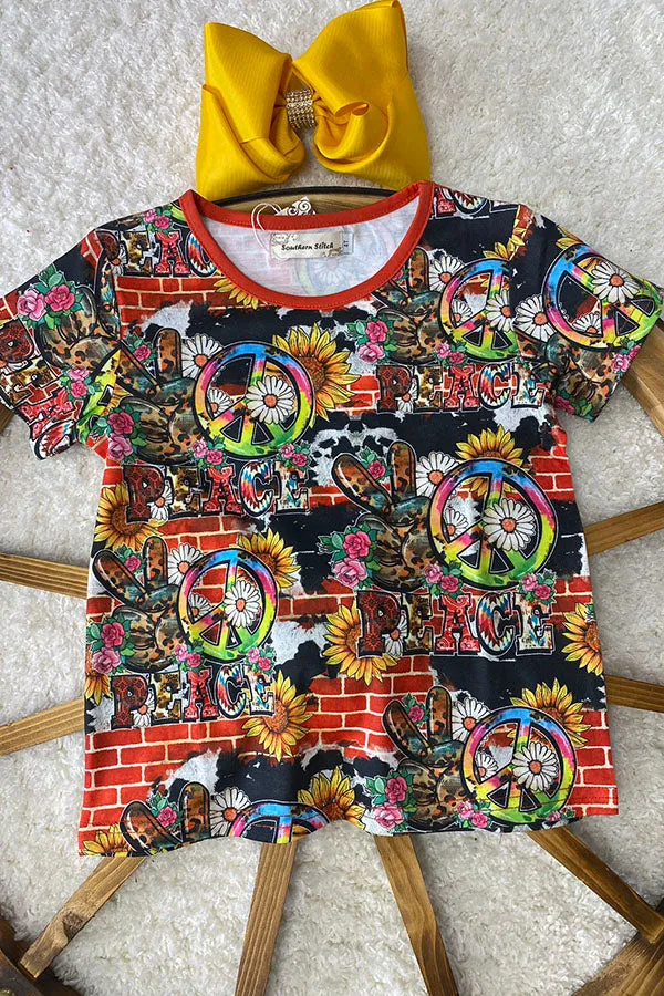 Multicolor peace signs short sleeve shirt XCH0660-3H