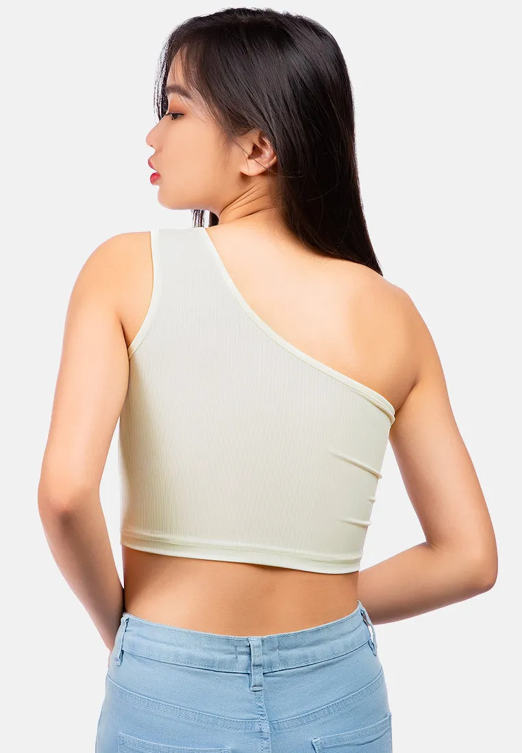 One Shoulder Knitted Crop Top