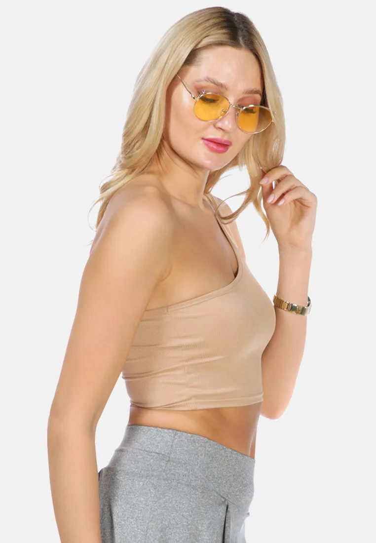 One Shoulder Knitted Crop Top