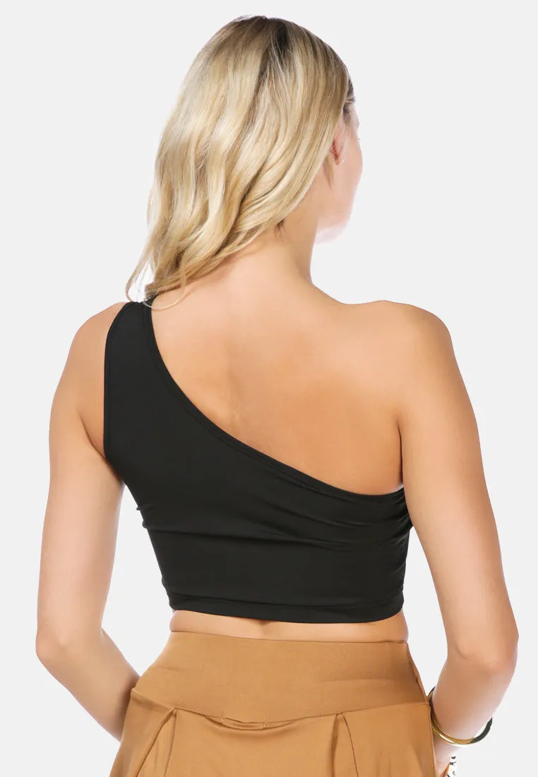 One Shoulder Knitted Crop Top