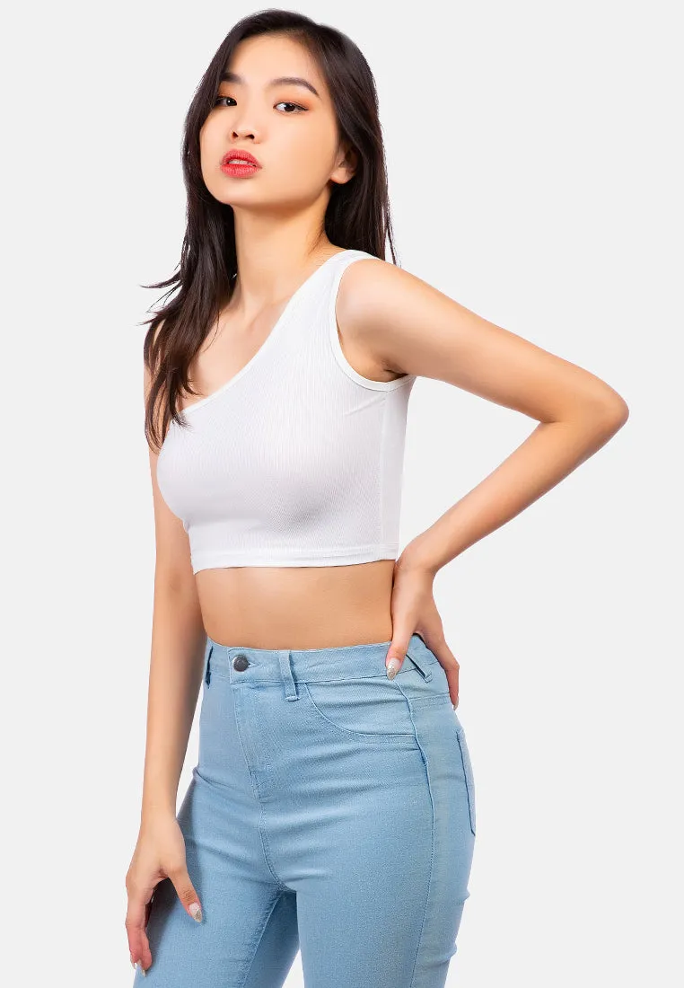 One Shoulder Knitted Crop Top