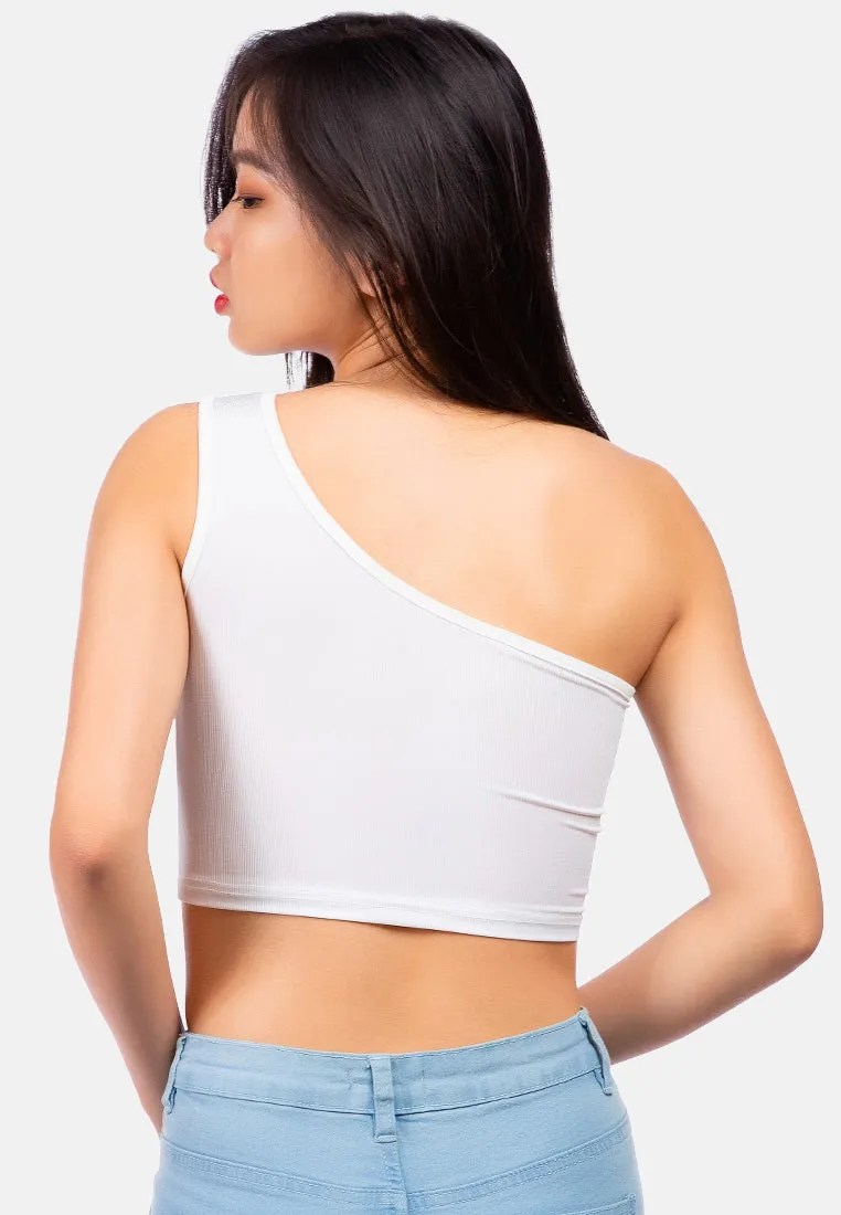 One Shoulder Knitted Crop Top