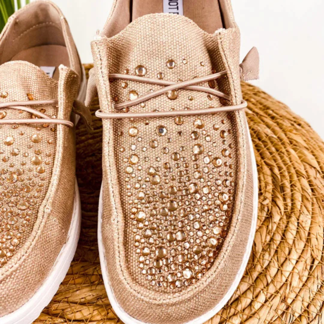 Online Exclusive | Maco Water Drop Ombre Sneakers in Rose Gold Rhinestone