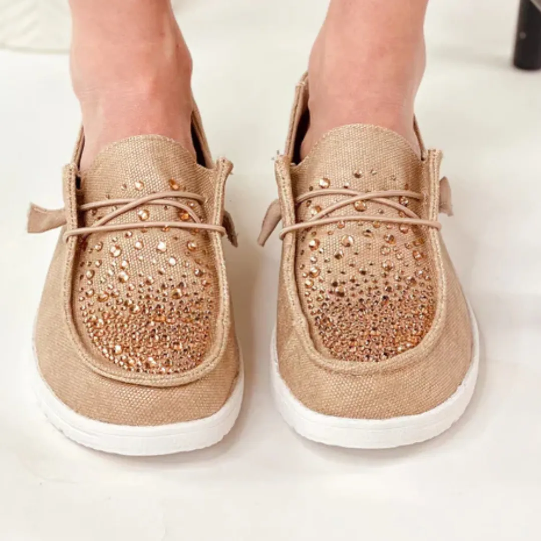 Online Exclusive | Maco Water Drop Ombre Sneakers in Rose Gold Rhinestone