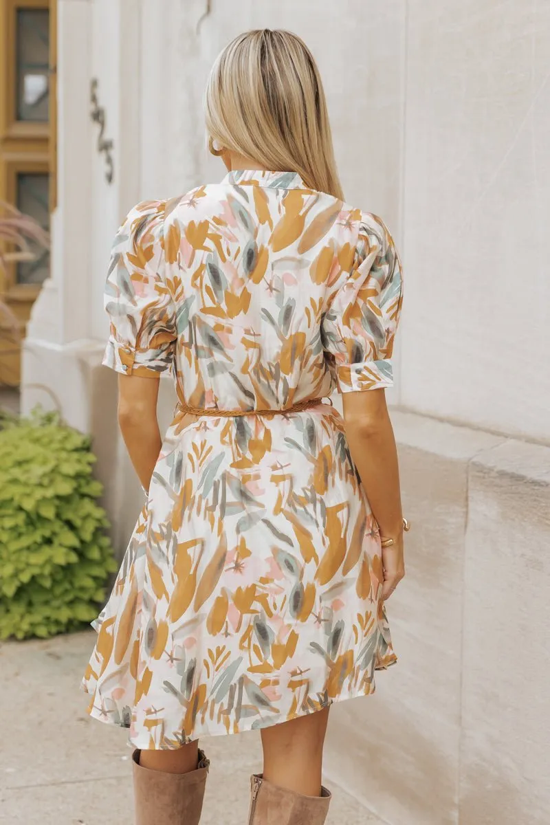 Picture Perfect Belted Print Mini Dress - FINAL SALE