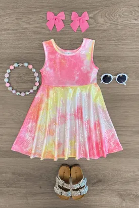 Pink Lemonade Tie Dye Shimmer Dress