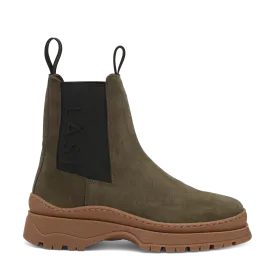 Powder Chelsea Suede Olive Boots