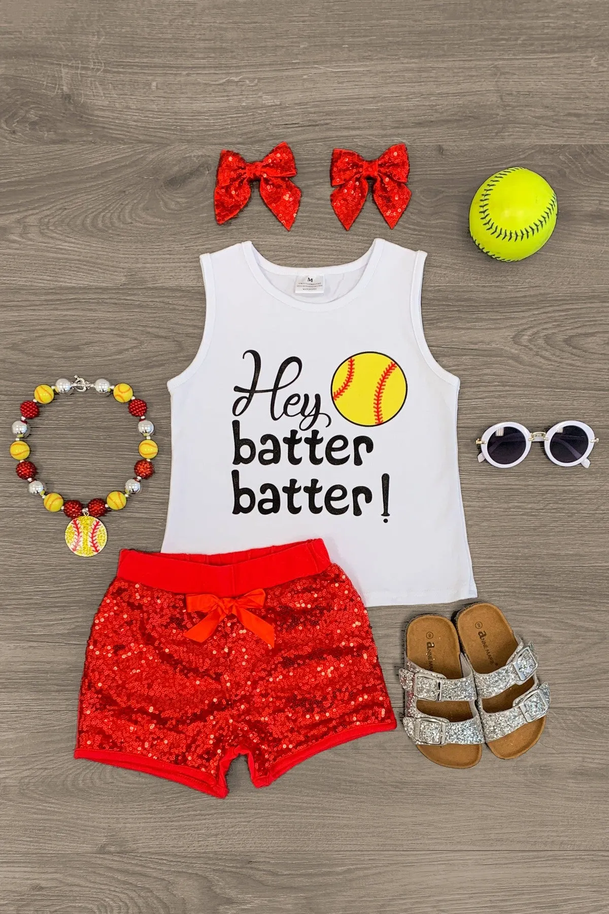 "Hey Batter Batter" Softball Sequin Short Set