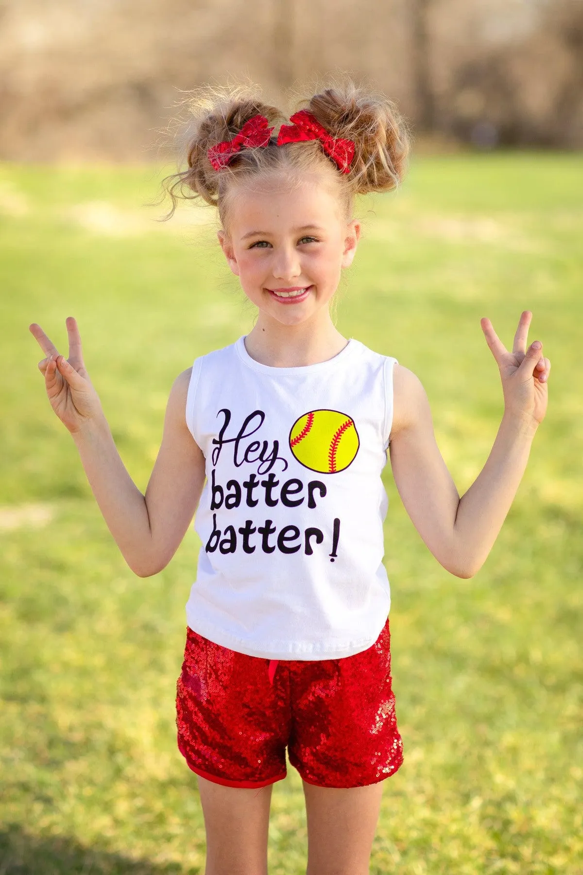 "Hey Batter Batter" Softball Sequin Short Set