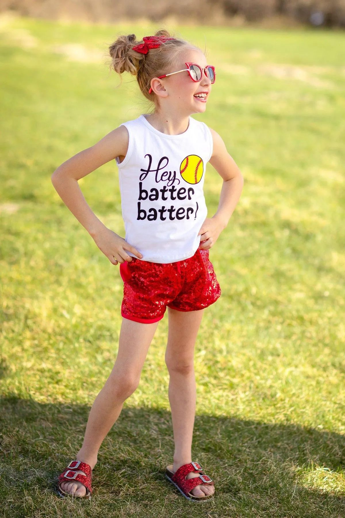 "Hey Batter Batter" Softball Sequin Short Set