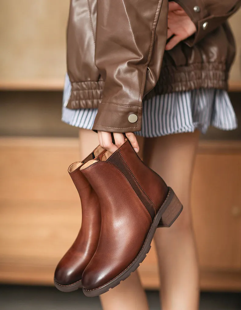 Real Leather Versatile British Style Chelsea Boots