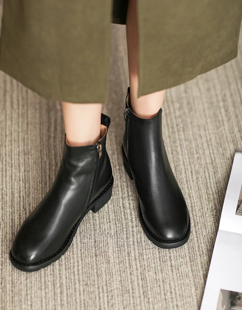 Real Leather Versatile British Style Chelsea Boots