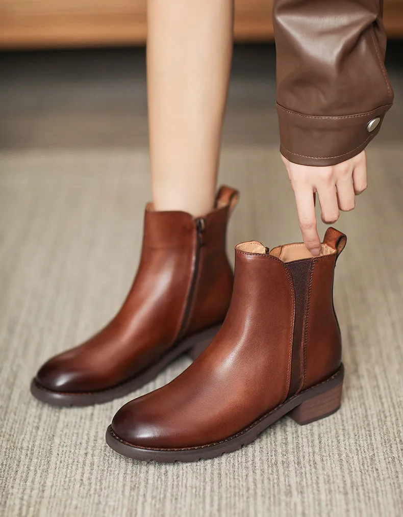 Real Leather Versatile British Style Chelsea Boots