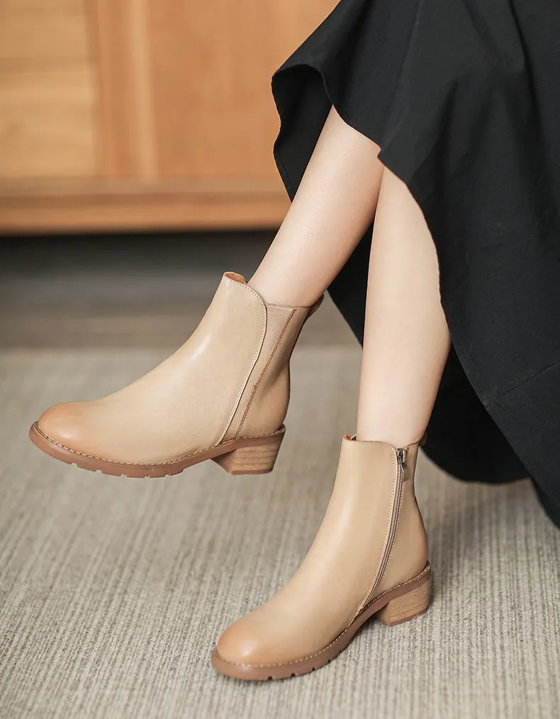 Real Leather Versatile British Style Chelsea Boots