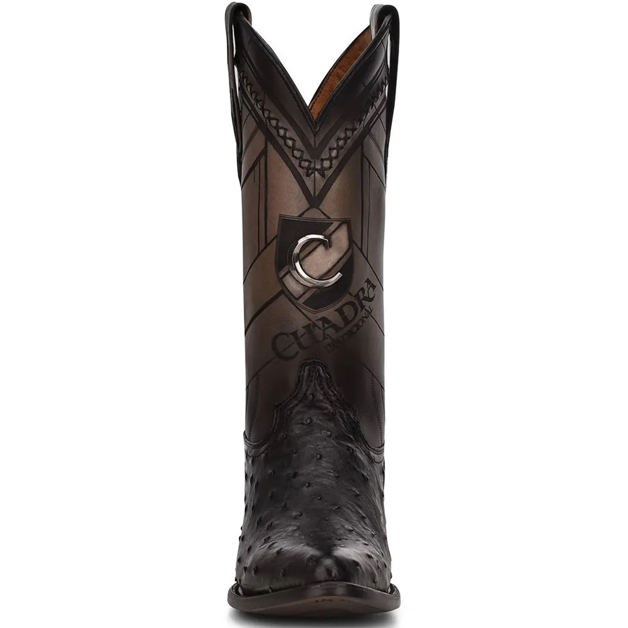 Round Toe Black Ostrich Boot