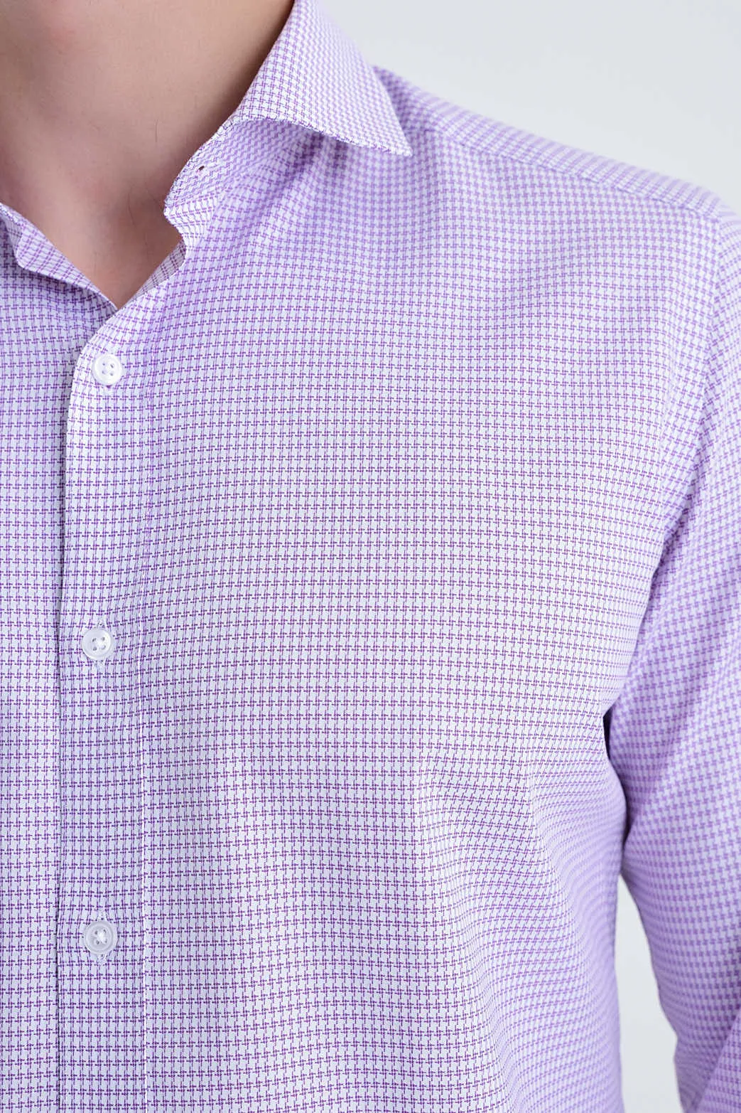 Slim Fit Patterned Cotton Casual Shirt, Purple D.