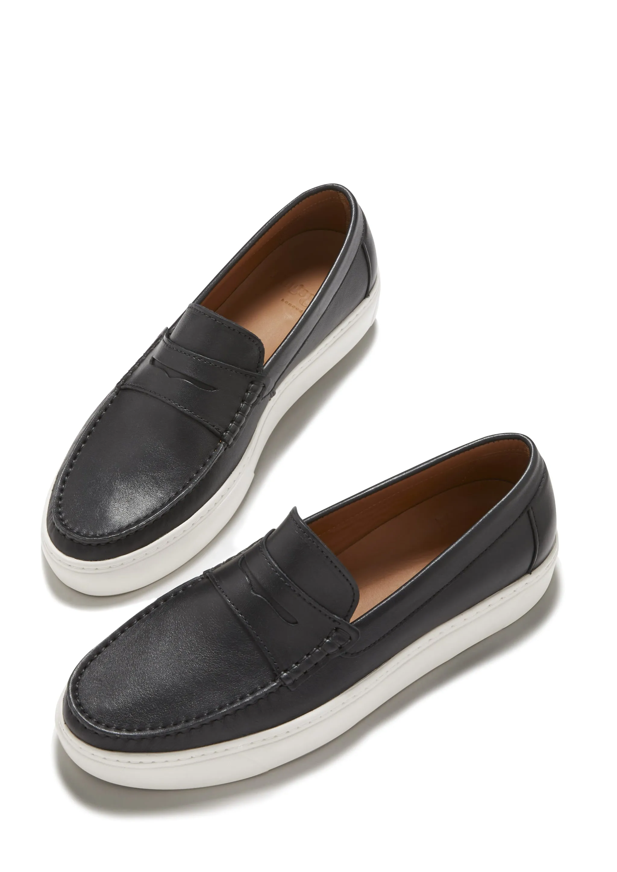 Slip-on Sneaker Loafers, black leather