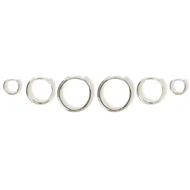 Smooth Hoop Earring Stack - Silver