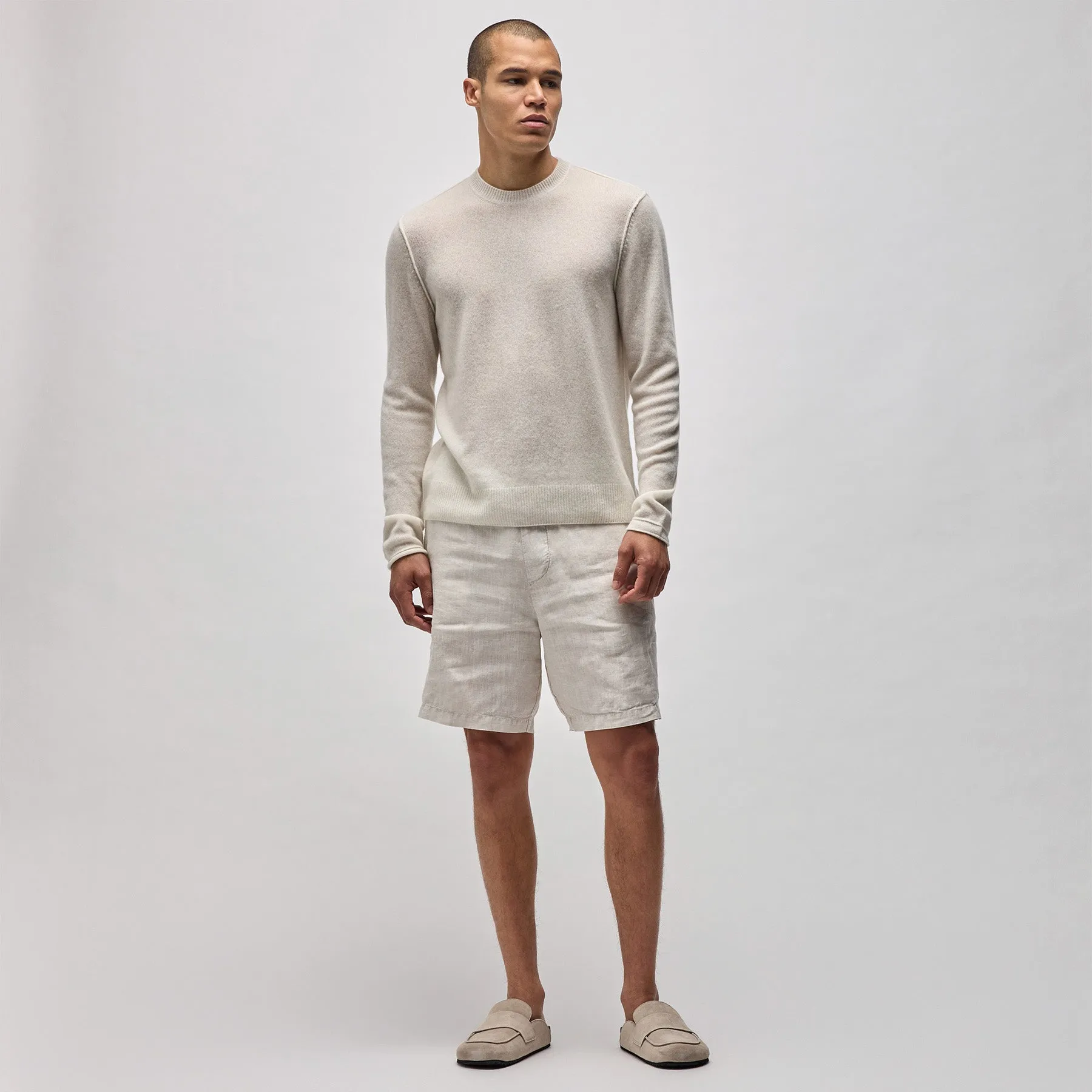 Soft Featherweight Cashmere Crew - Oyster