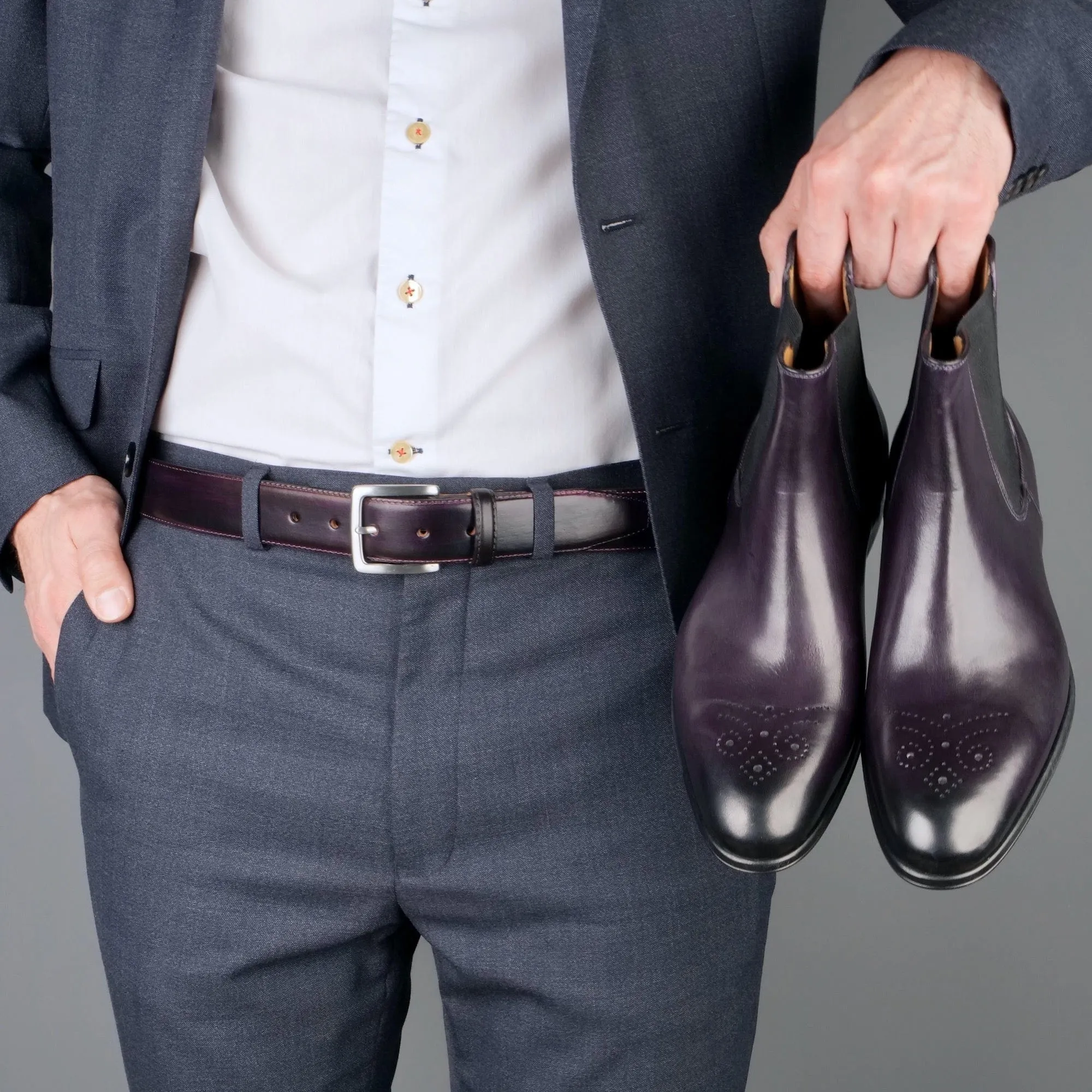 Stirling Brogue Chelsea Boot Aubergine