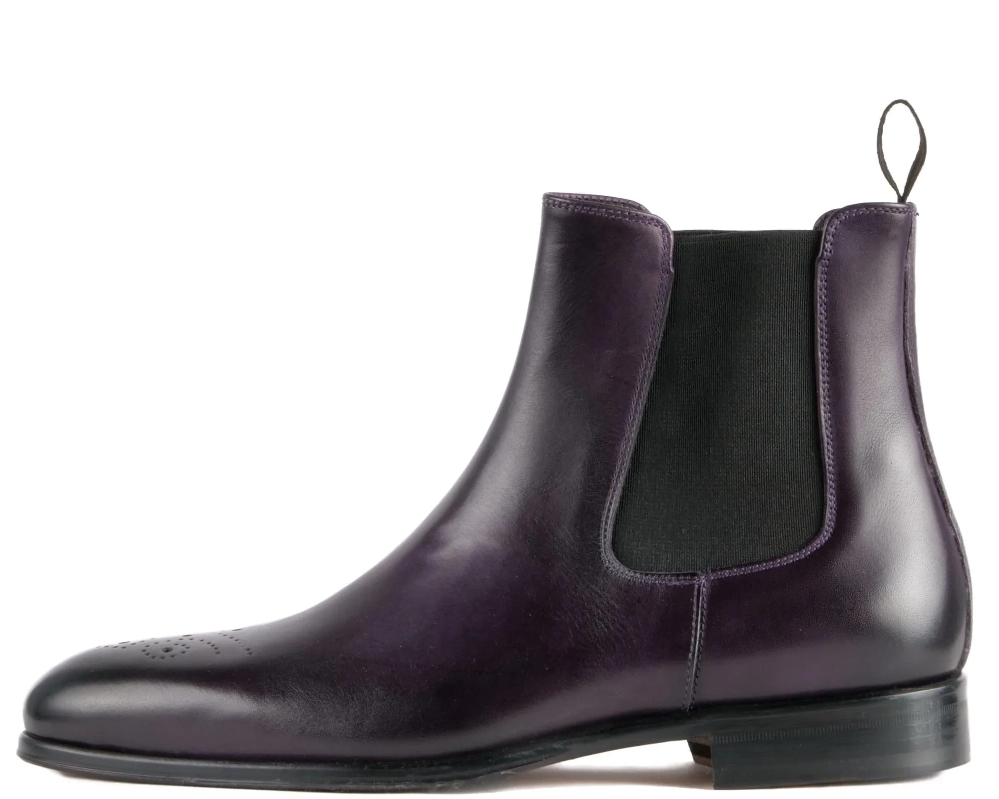 Stirling Brogue Chelsea Boot Aubergine