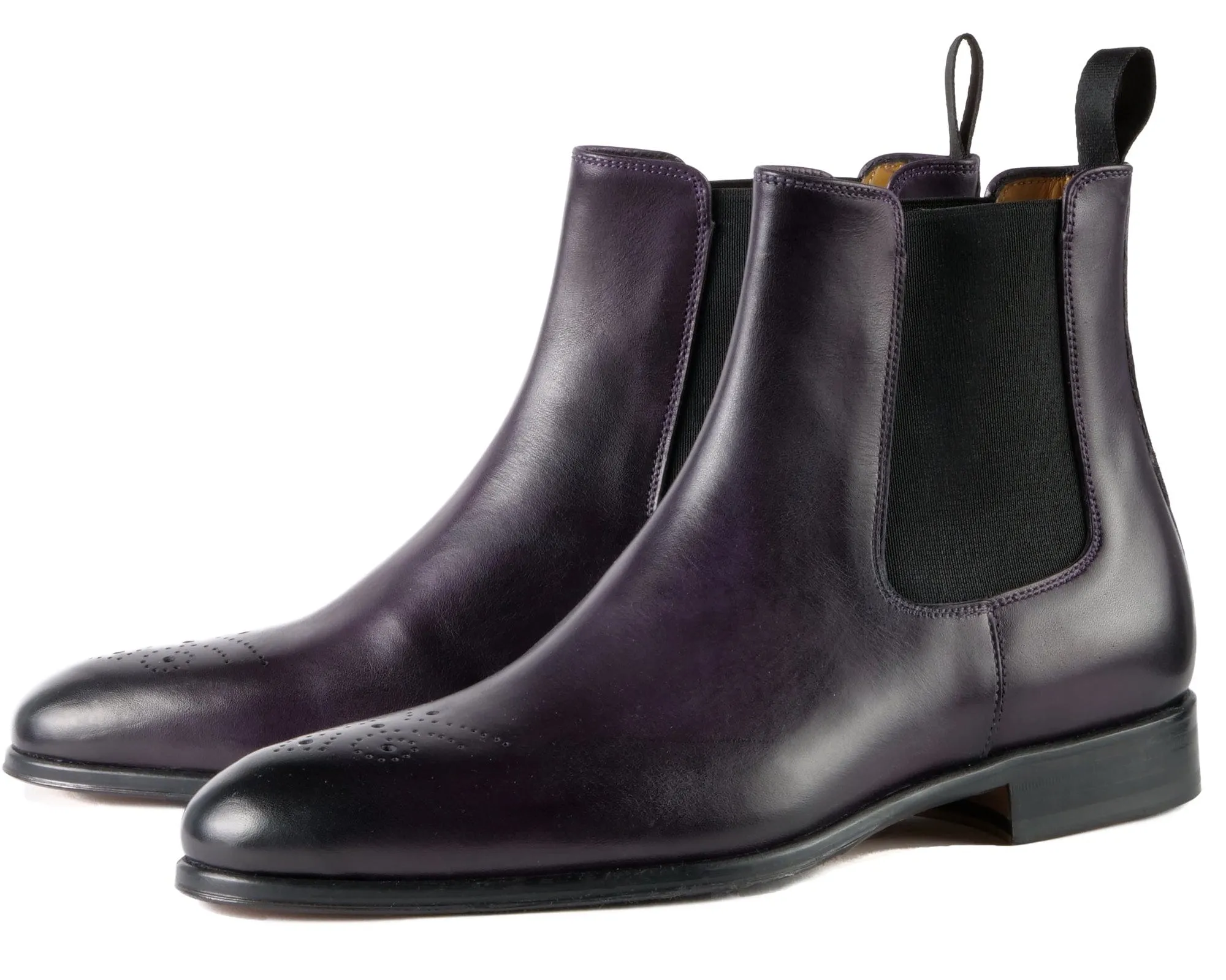 Stirling Brogue Chelsea Boot Aubergine