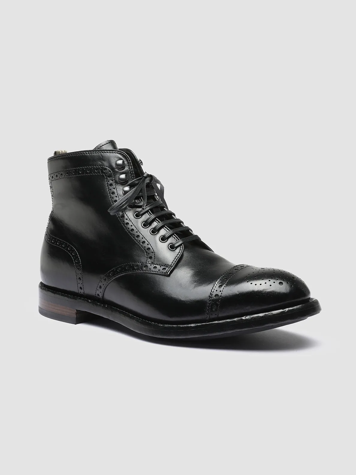 TEMPLE 004 - Black Leather Ankle Boots