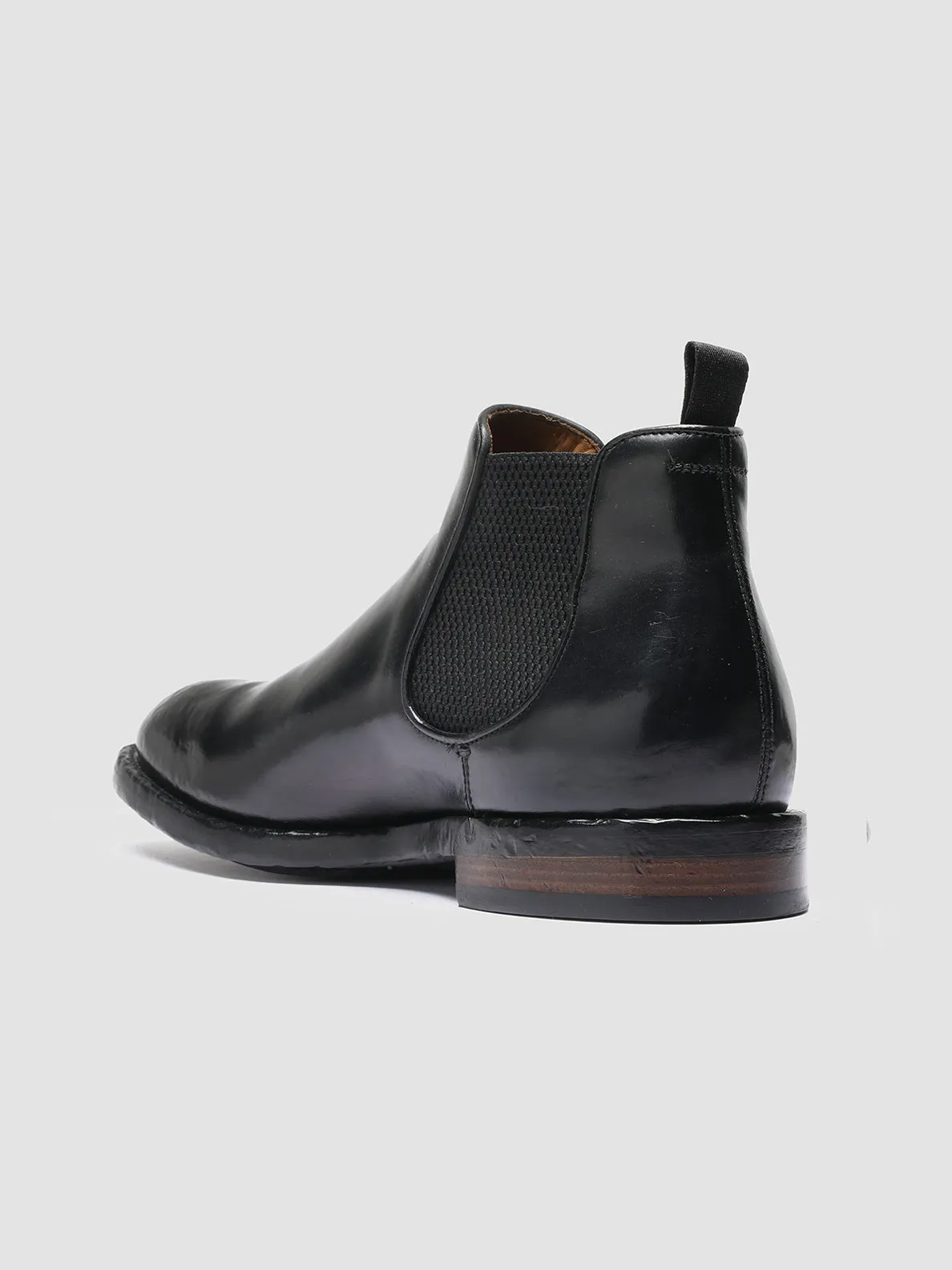 TEMPLE 008 - Black Leather Chelsea Boots