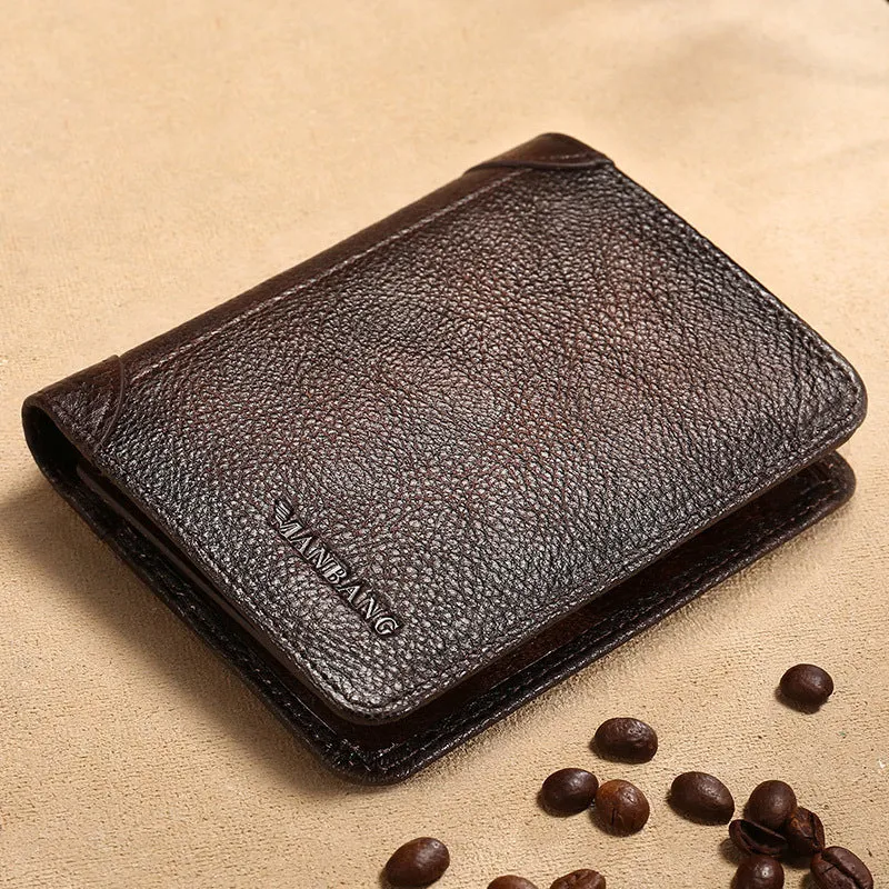 Vegetable-Tanned Leather Tri-Fold Short Wallet