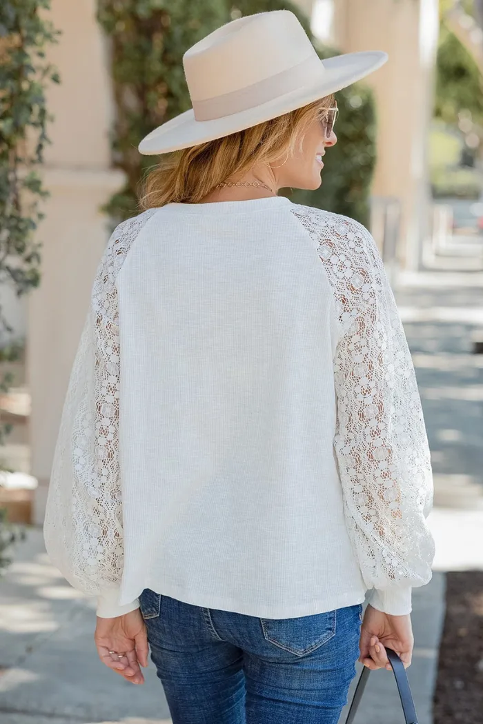 White Casual Lace Top