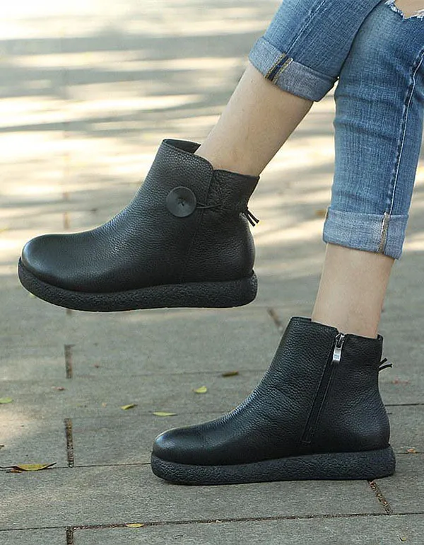 Winter Retro Leather Comfortable Velvet Boots